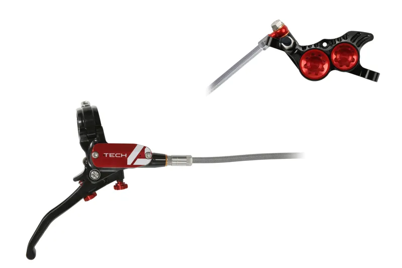 Hope Tech4 V4 Brakes Black/Red - BRAIDED-1